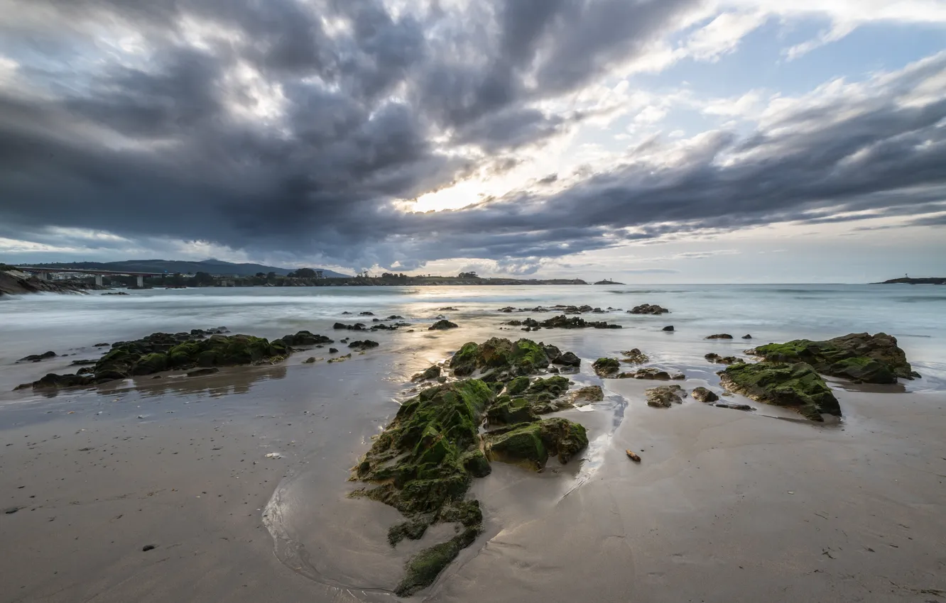 Photo wallpaper sand, sea, wave, beach, summer, the sky, stones, shore