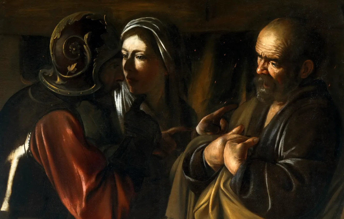 Photo wallpaper picture, mythology, Michelangelo Merisi da Caravaggio, The Denial Of St. Peter