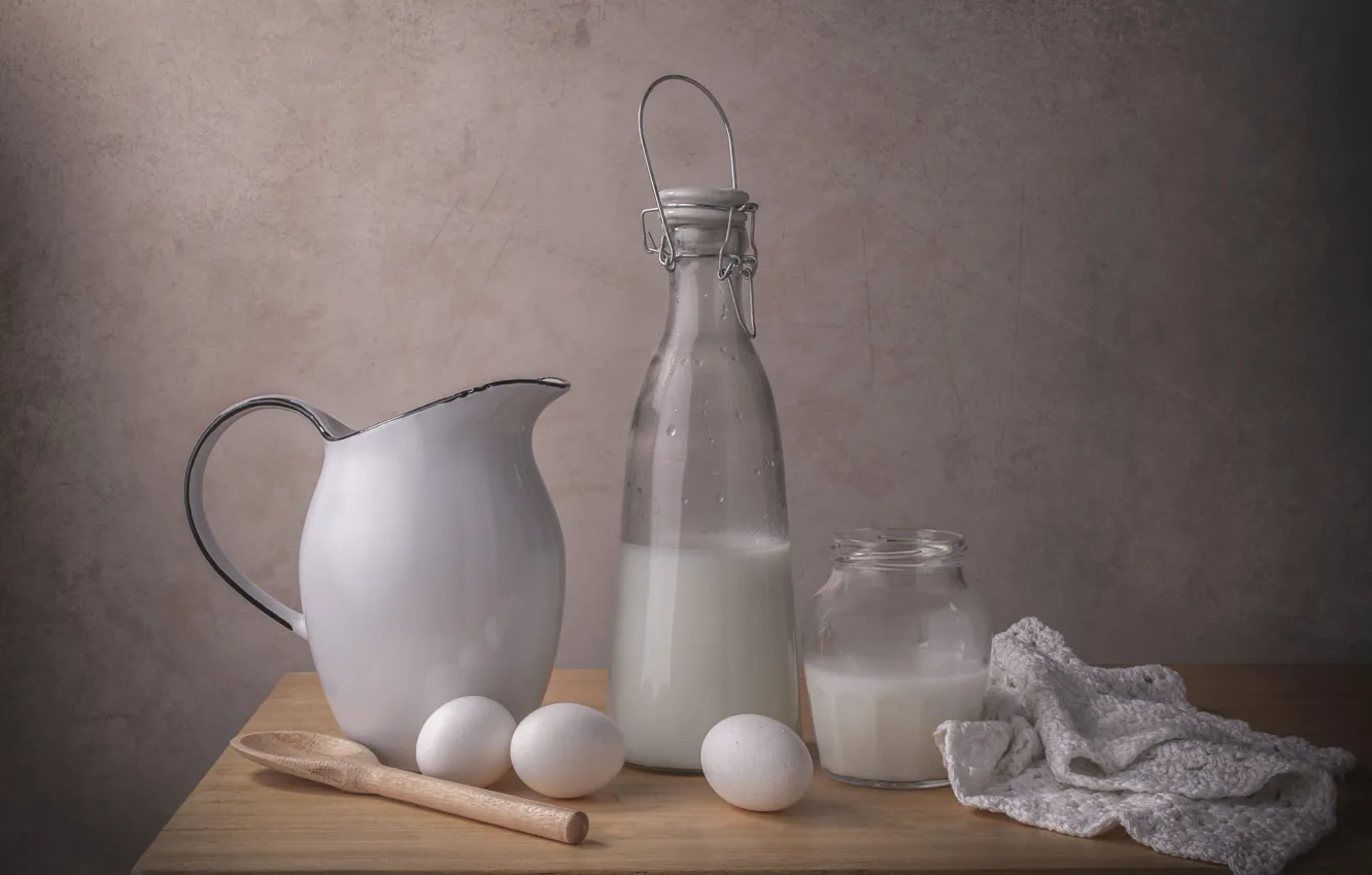 Photo wallpaper milk, pitcher, still life