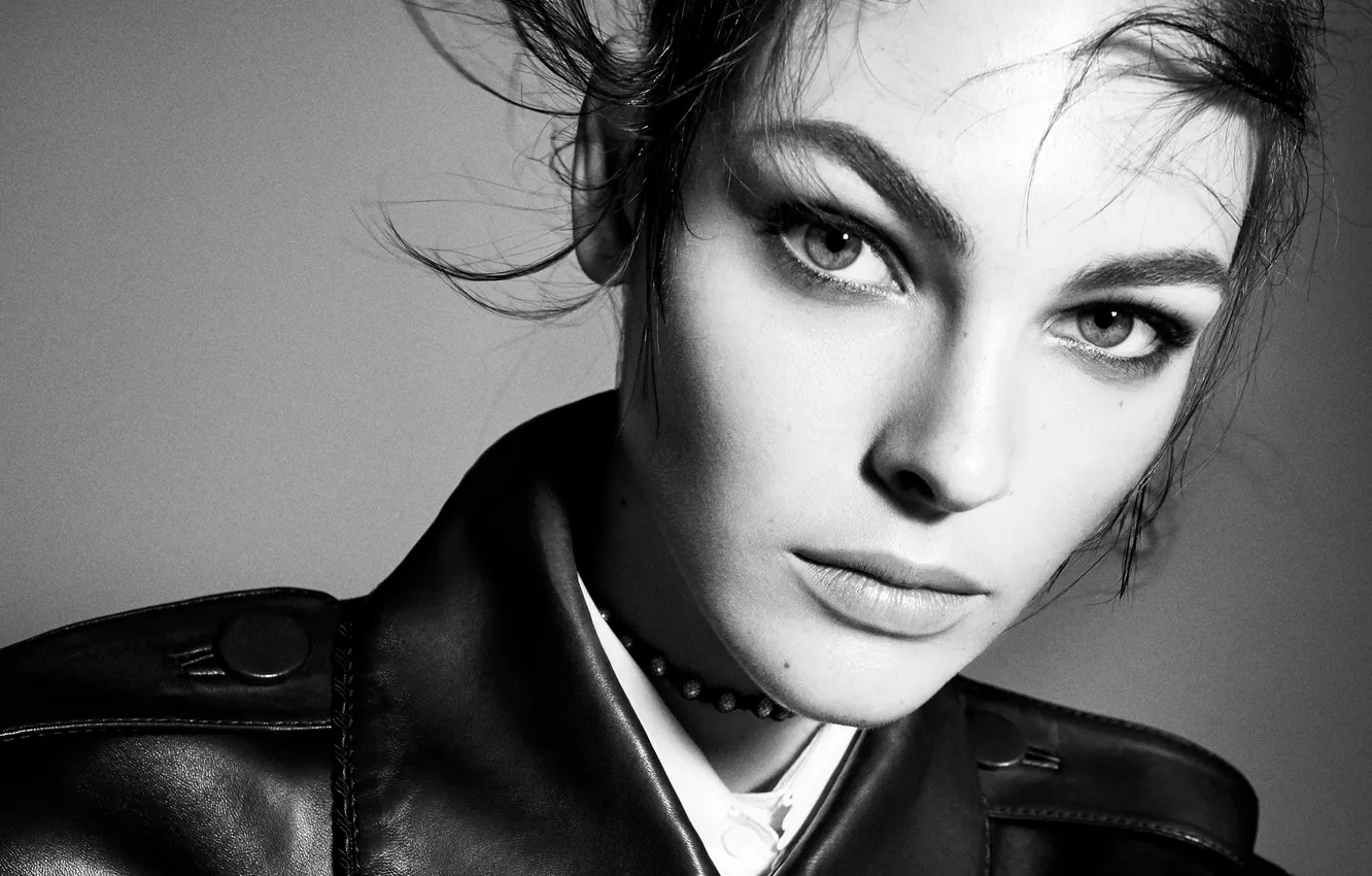 Photo wallpaper black and white, portrait, Vittoria Ceretti, model
