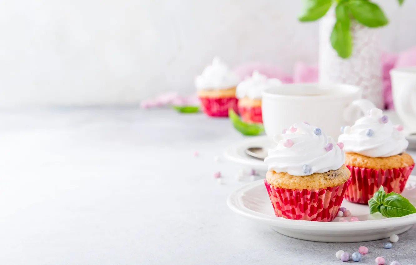 Photo wallpaper cream, cakes, cupcakes, vanilla, Iryna Melnyk