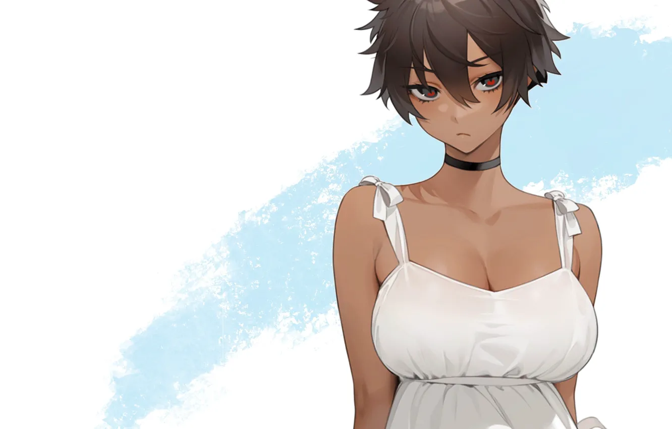Photo wallpaper kawaii, girl, hot, sexy, dress, boobs, anime, brown