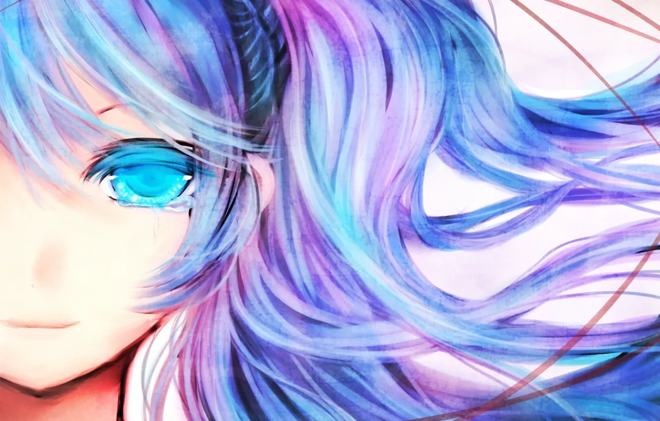 Photo wallpaper girl, eyes, tears, art, vocaloid, hatsune miku, Vocaloid, efushi