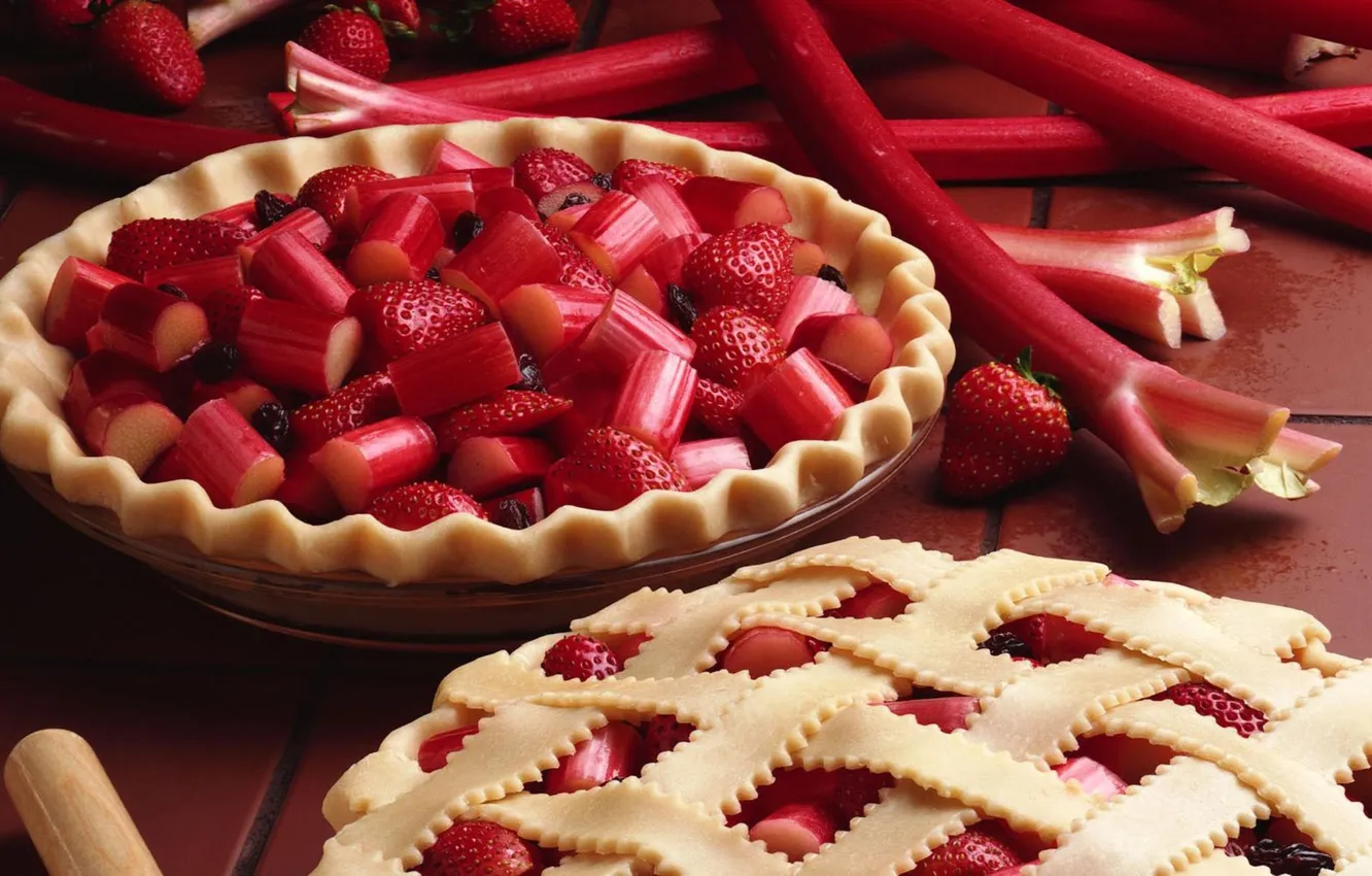 Photo wallpaper strawberry, pie, sweets, rhubarb