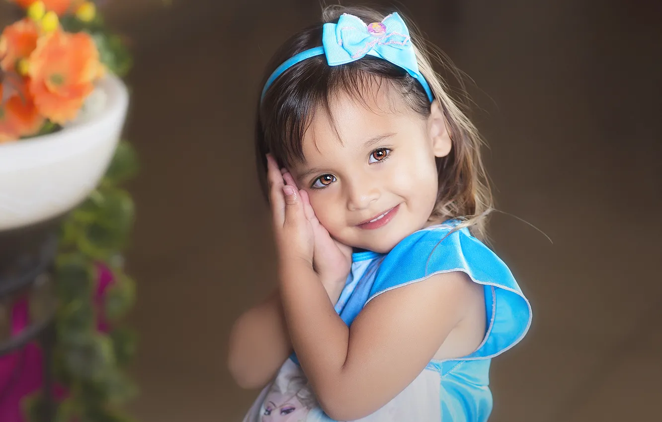 Photo wallpaper look, smile, mood, sweetheart, girl