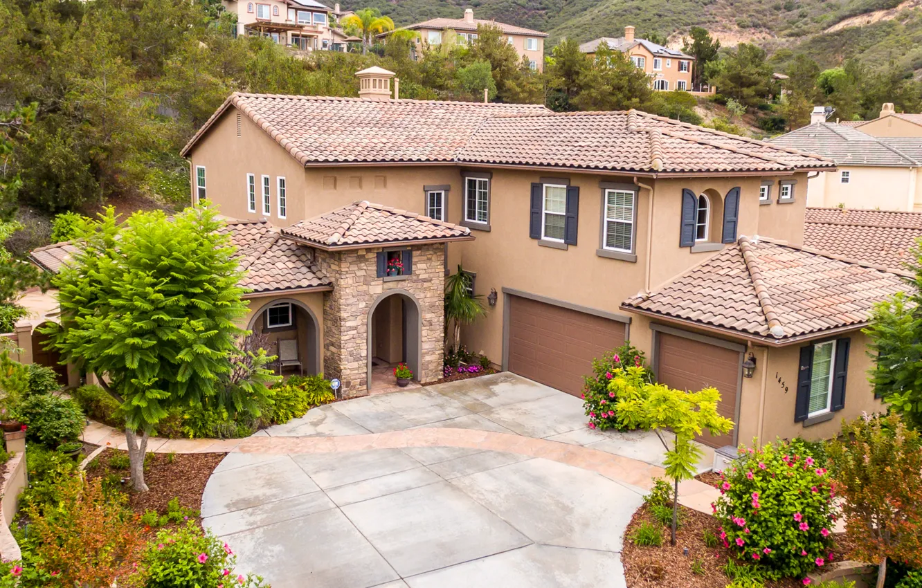 Photo wallpaper design, home, garden, yard, architecture, cottage, mansion