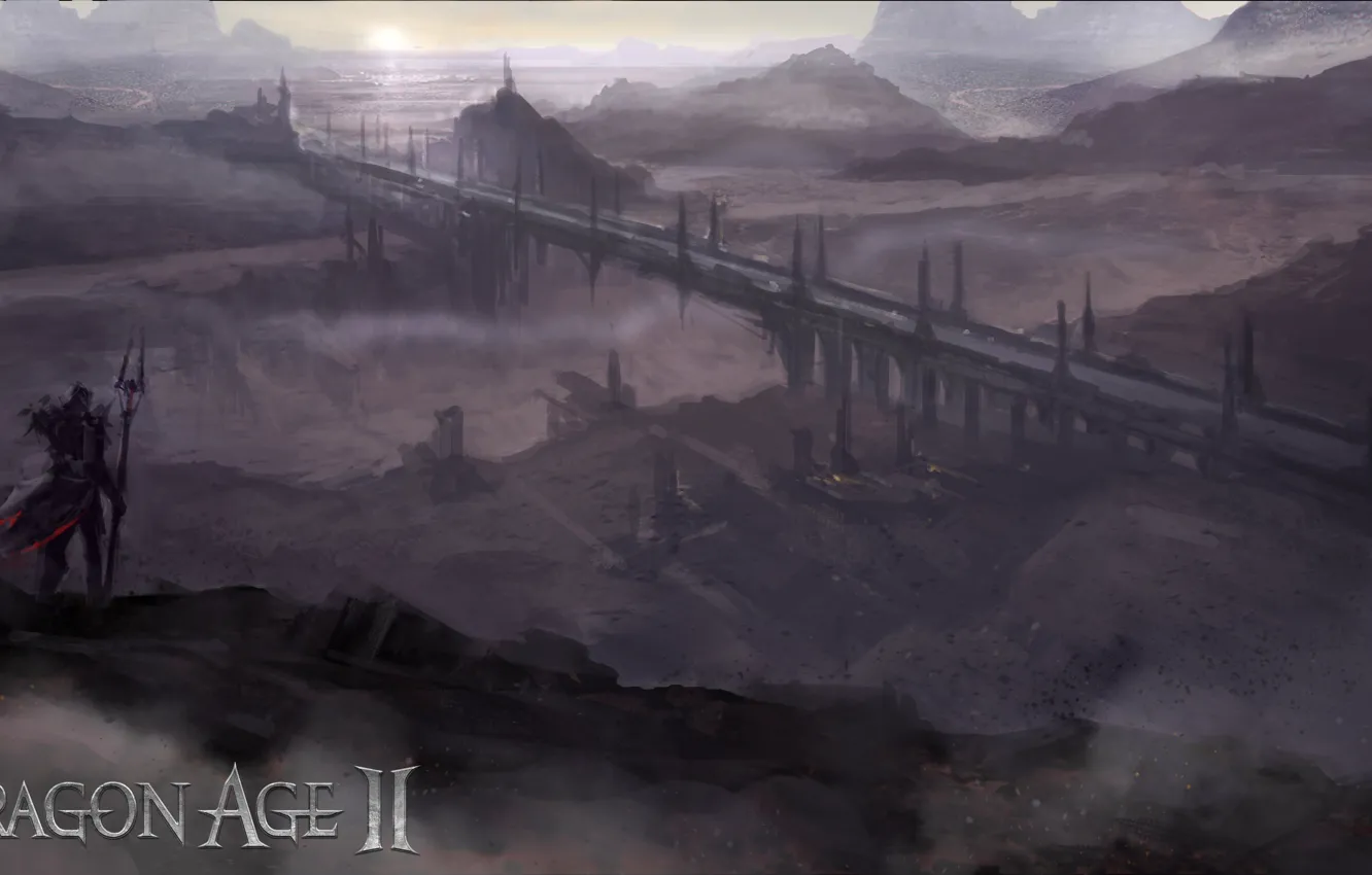 Photo wallpaper bridge, earth, Dragon Age 2, conceptart