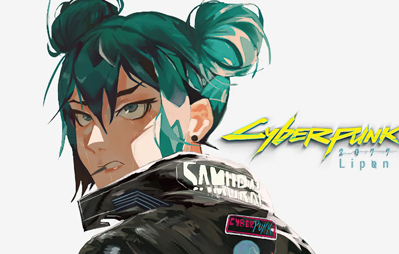 Photo wallpaper the game, game, character, green hair, character, Cyberpunk 2077, Cyberpunk 2077, Manga Art