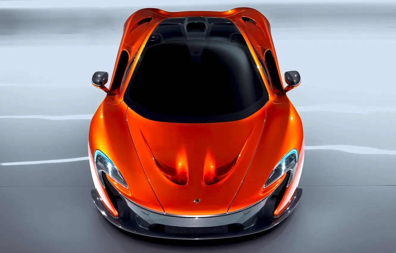 Photo wallpaper McLaren, Auto, Machine, Orange, The hood, Car, The view from the top, Supercar