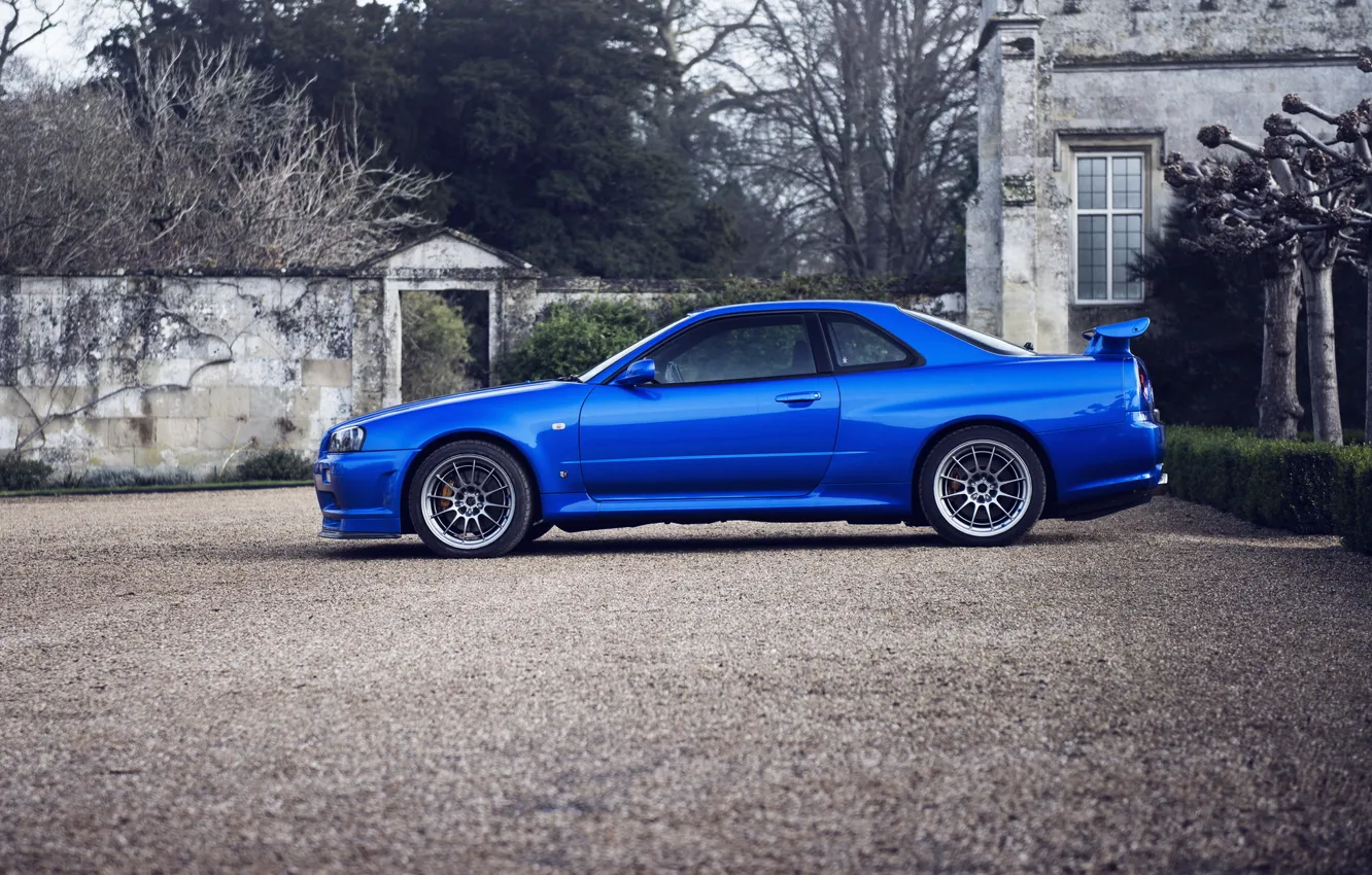 Photo wallpaper blue, side, Nissan, nissan skyline