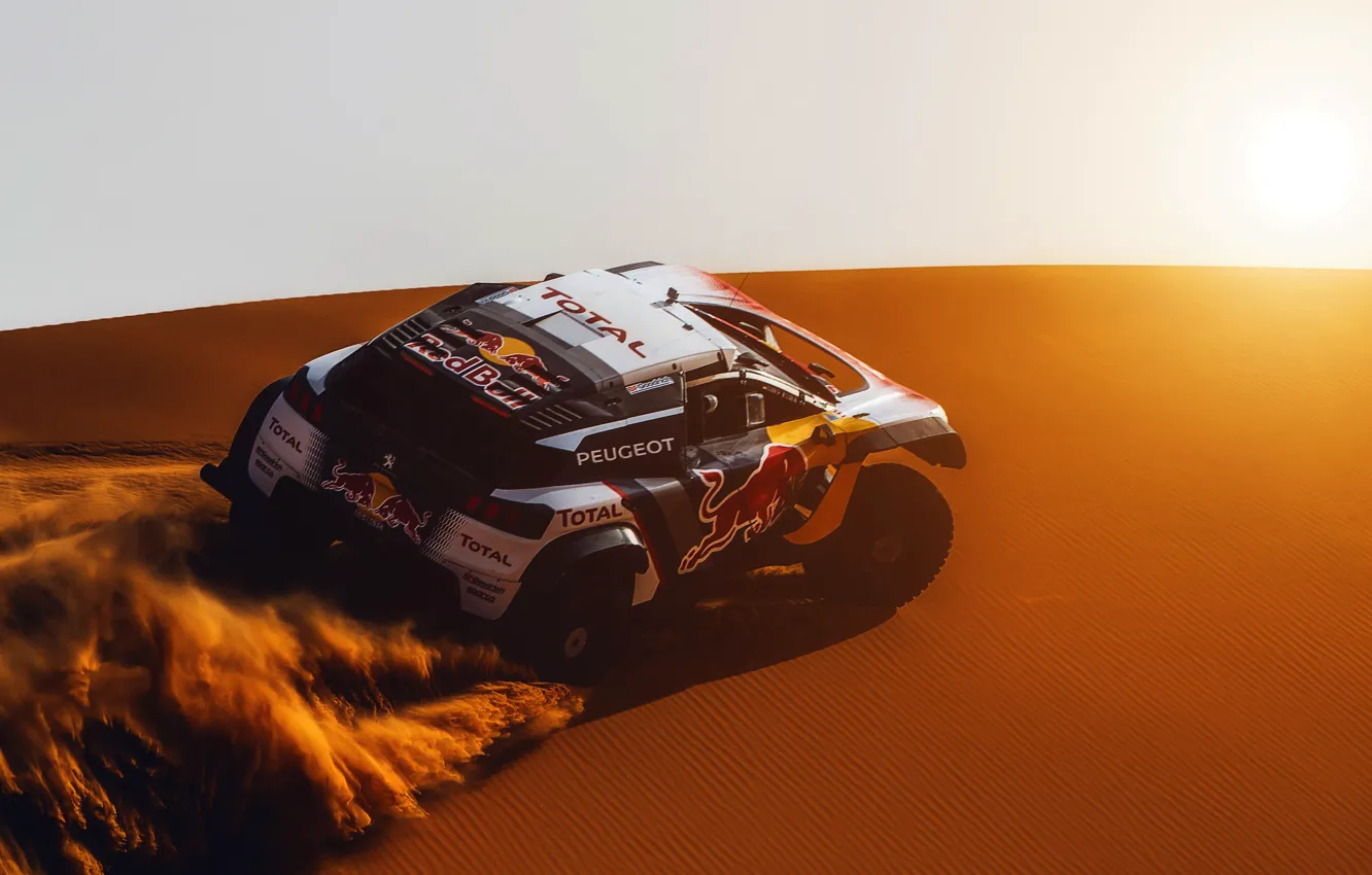 Photo wallpaper Sunset, The sun, Sand, Auto, Sport, Machine, Speed, Race