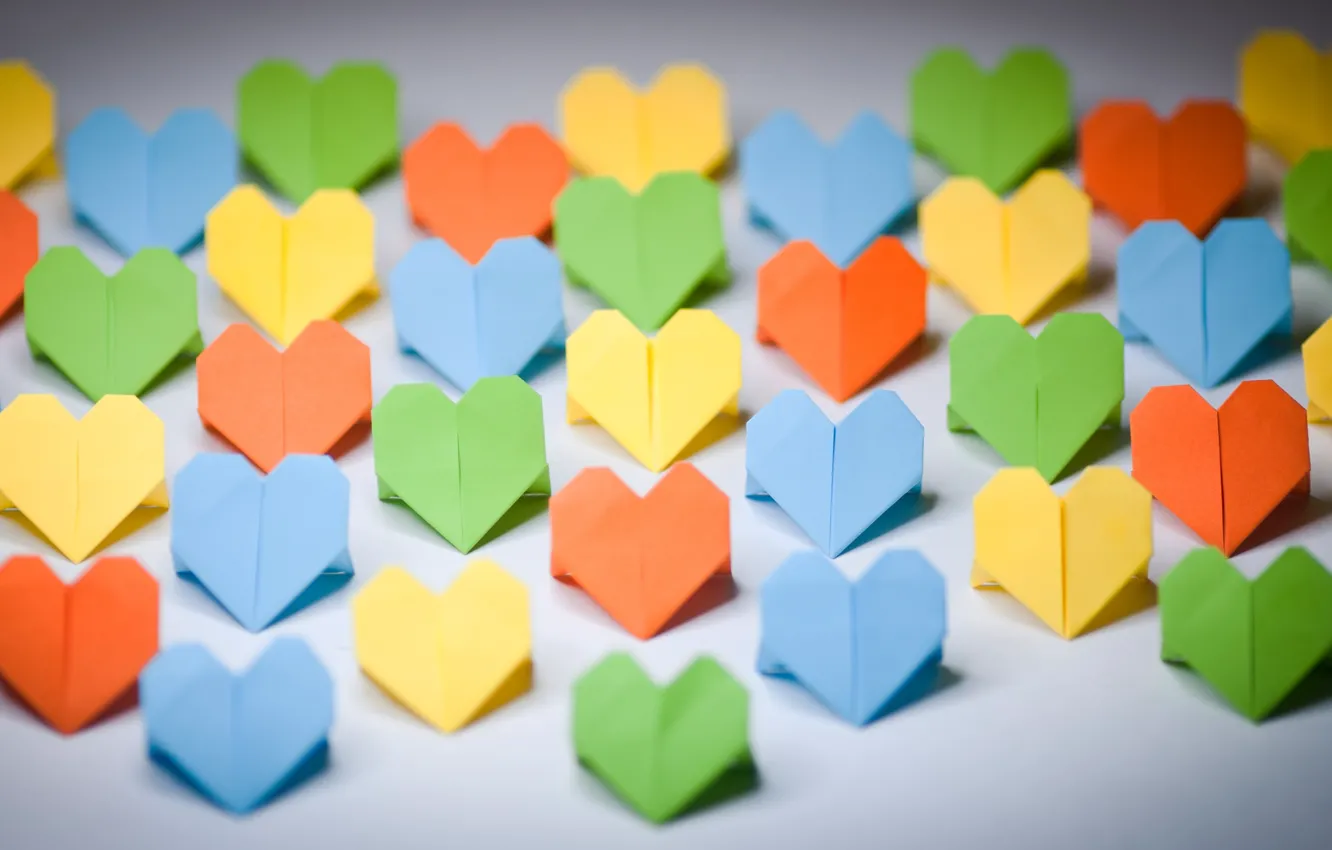 Photo wallpaper background, Wallpaper, mood, colored, hearts, love, different, origami