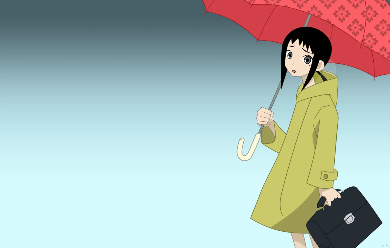 Photo wallpaper girl, umbrella, bag, coat, Sayonara Zetsubou Sensei, Farewell bleak Sensei