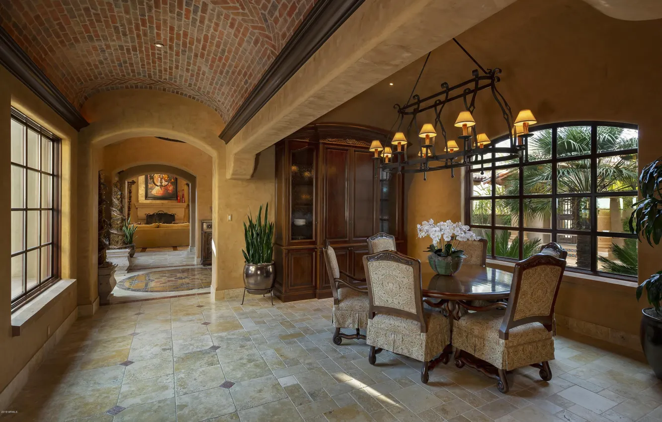 Photo wallpaper design, Villa, interior, AZ, dining room, colonial style, Scottsda