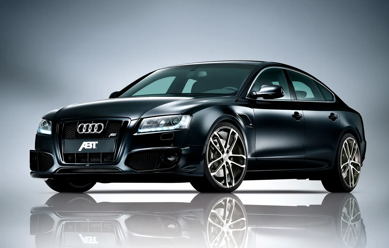 Photo wallpaper Audi, black, tuning, ABBOT, Sportback, on a gray background, photo auto