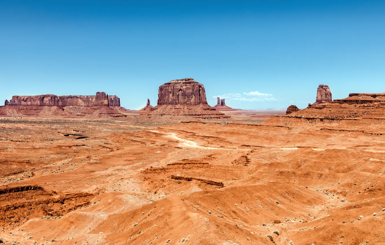 Photo wallpaper sand, the sky, mountains, desert, valley, AZ, Utah, USA