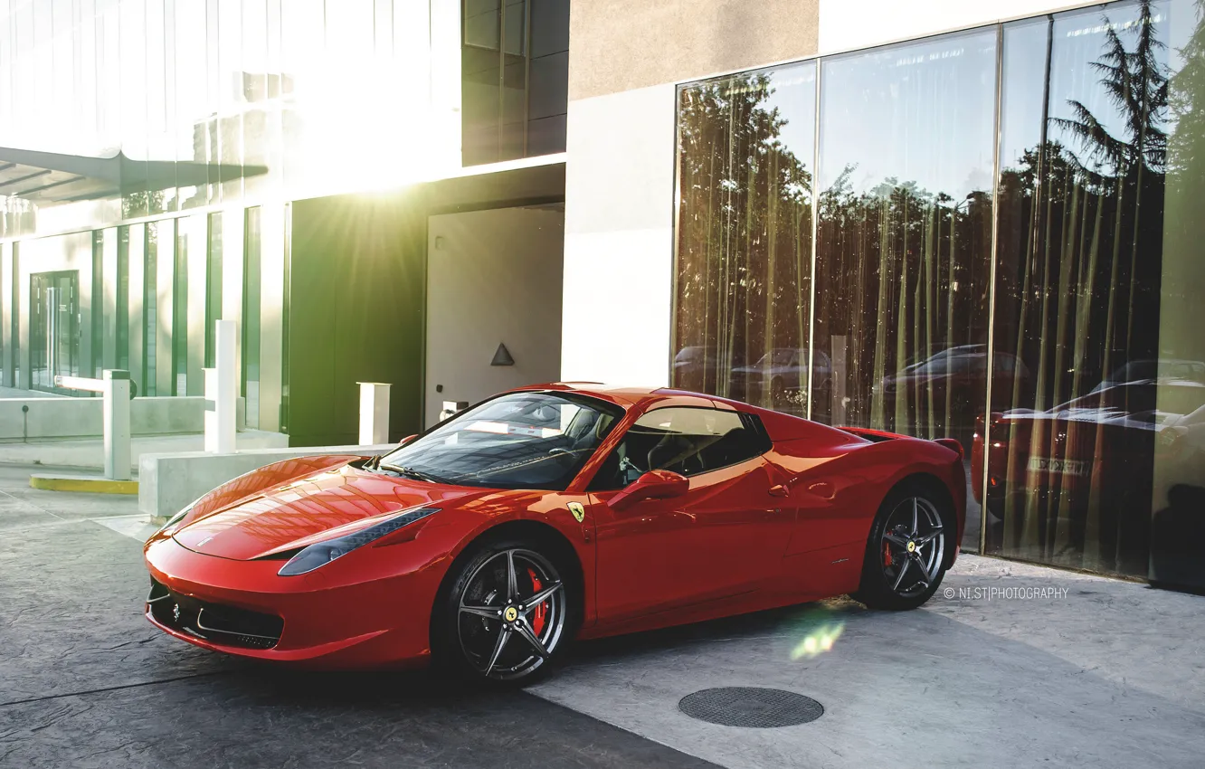 Photo wallpaper Ferrari, Red, 458, Spyder
