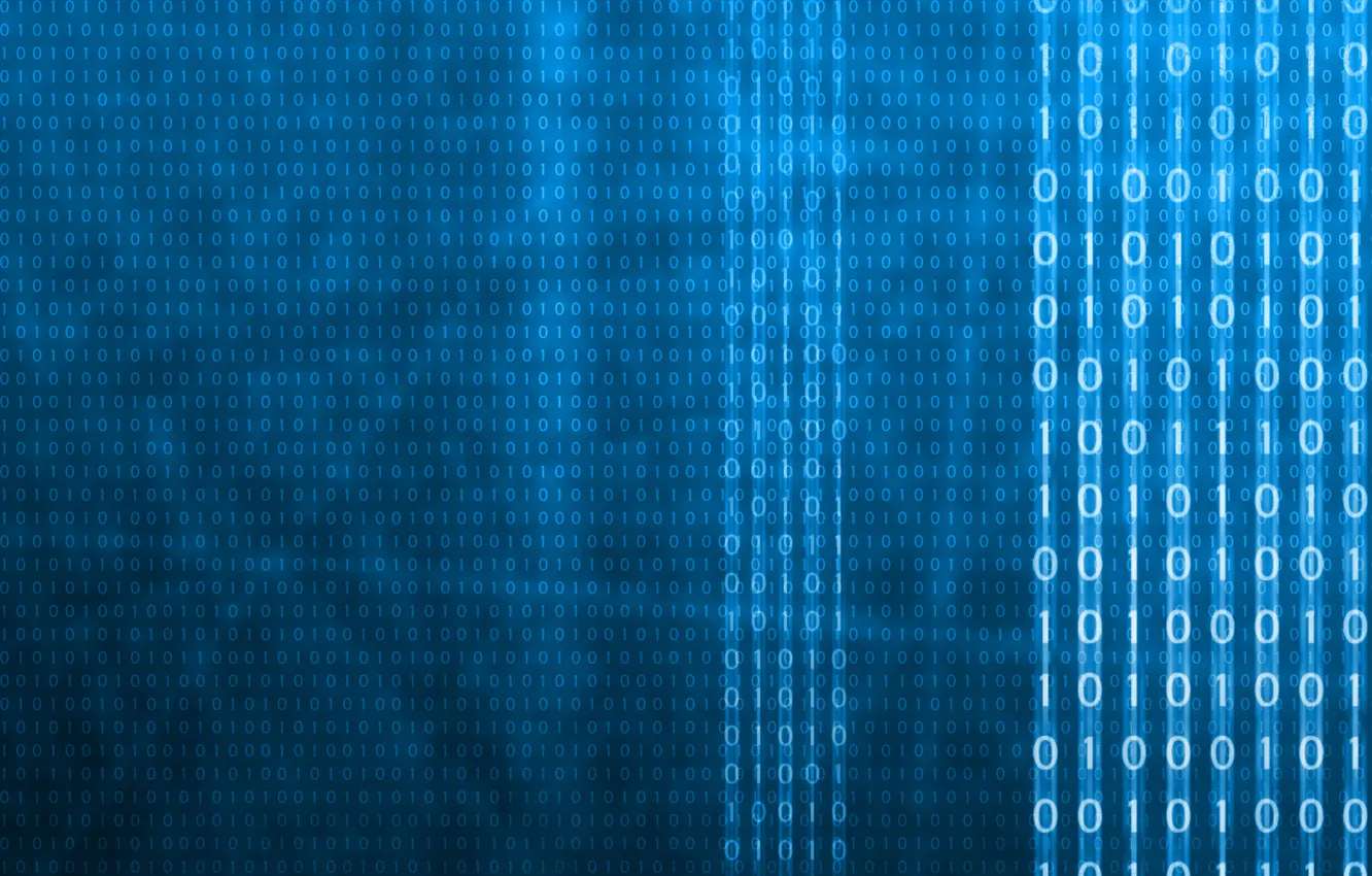 Photo wallpaper blue, background, code, binary