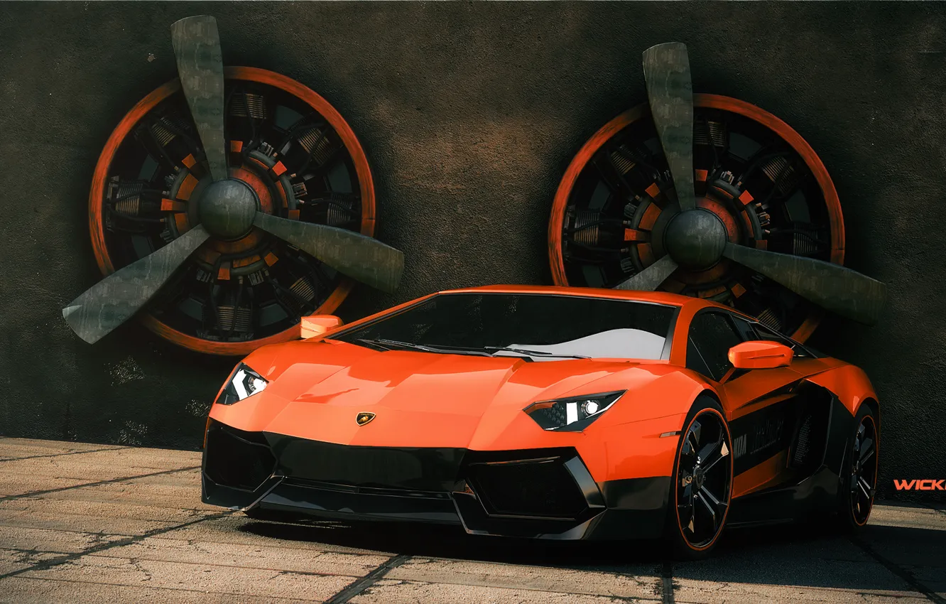 Photo wallpaper Lamborghini, Lamborghini, Orange, Orange, Supercar, LP700-4, Aventador, Aventador