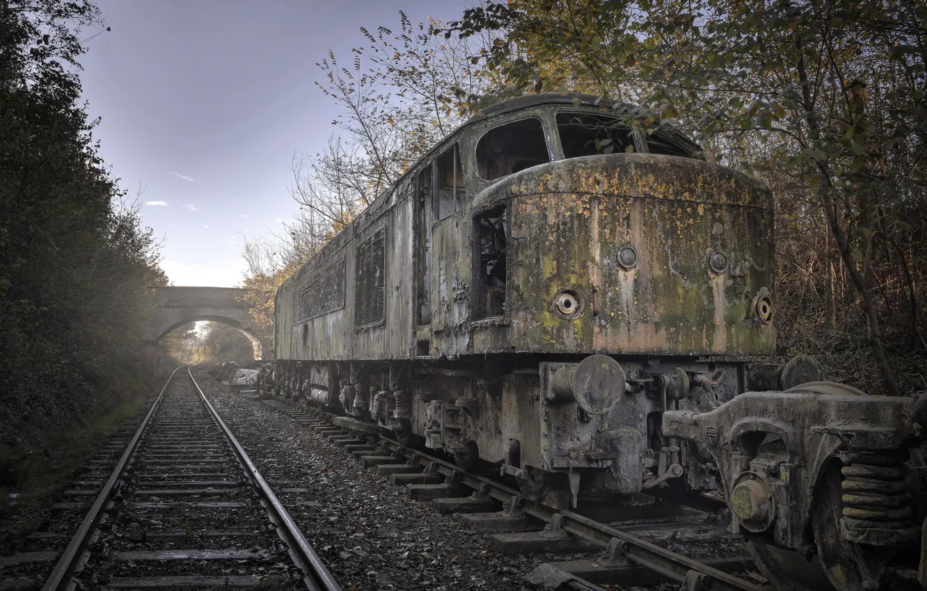 Photo wallpaper background, railroad, locomotive
