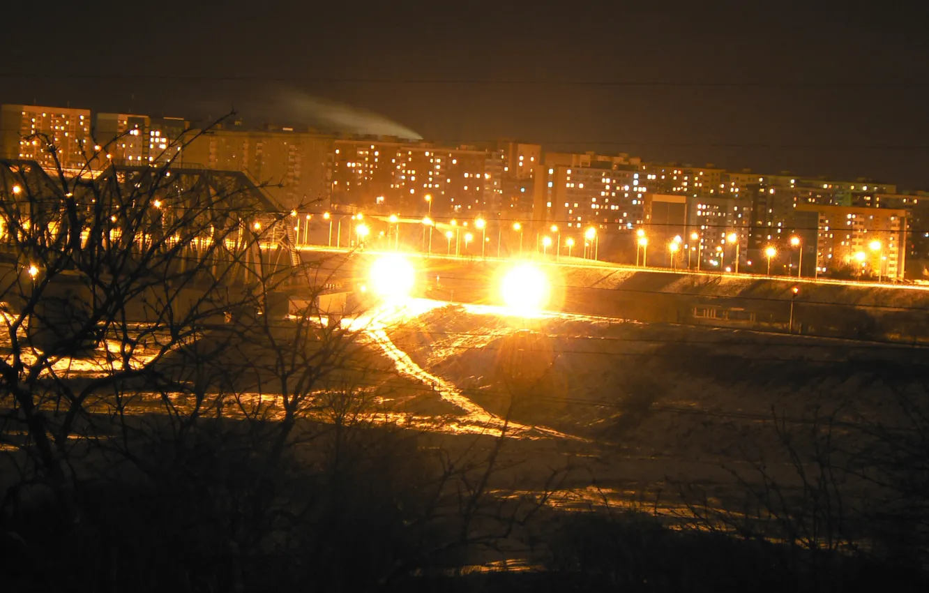 Photo wallpaper bridge, Belarus, my photo, Tulle, Mogilev, night shooting