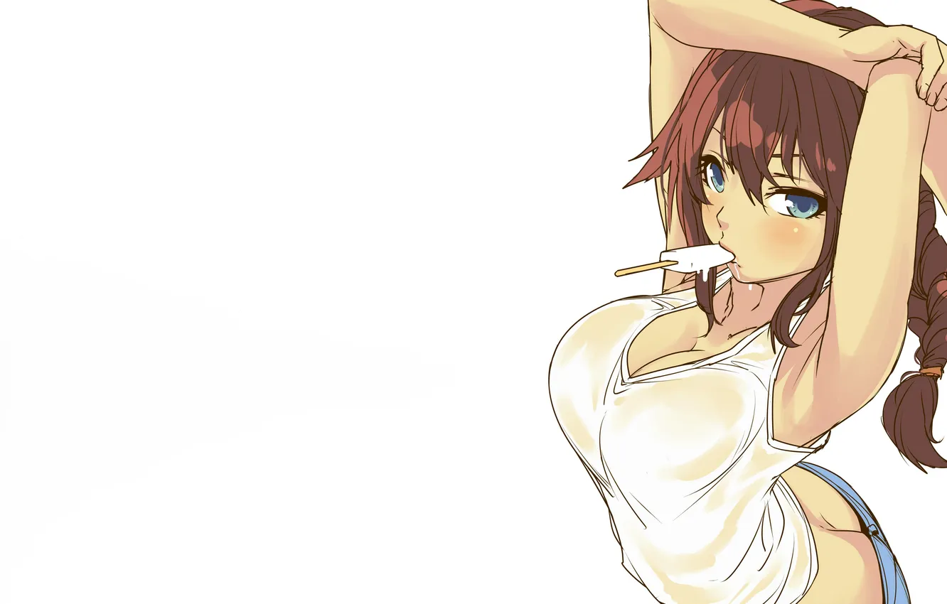 Photo wallpaper girl, sexy, ass, cleavage, shorts, long hair, brown hair, boobs