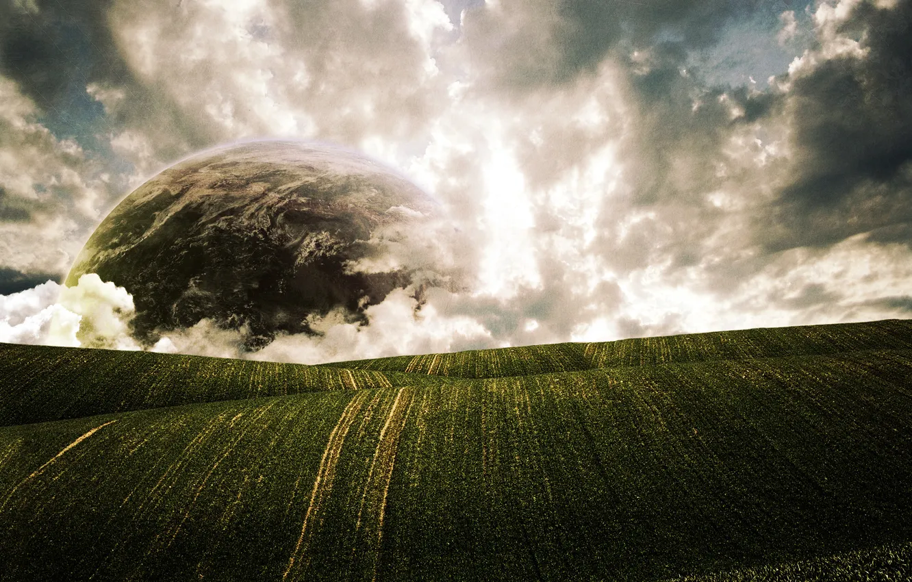 Photo wallpaper field, planet, horizon, the end, HorizonsEnd