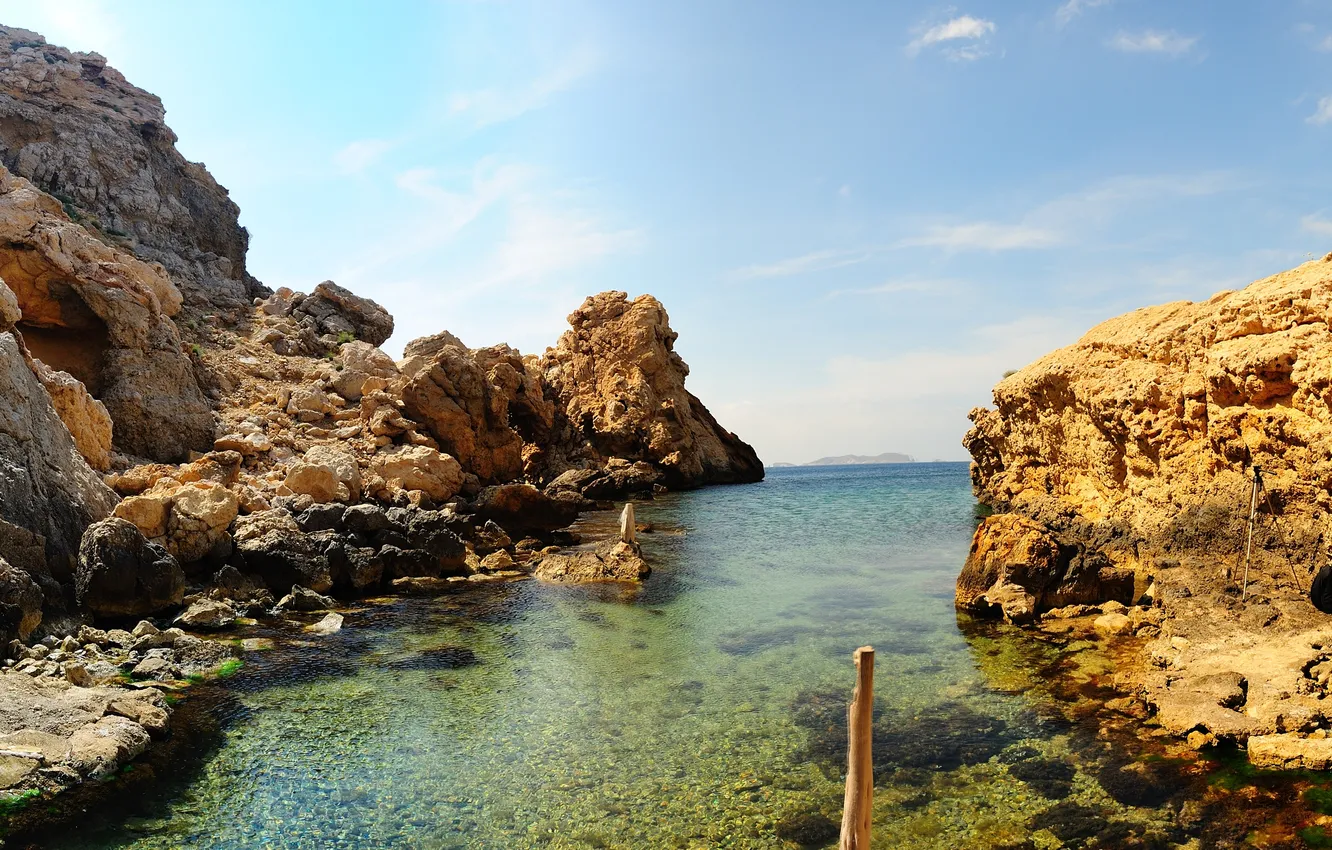 Photo wallpaper sea, landscape, rocks, Spain