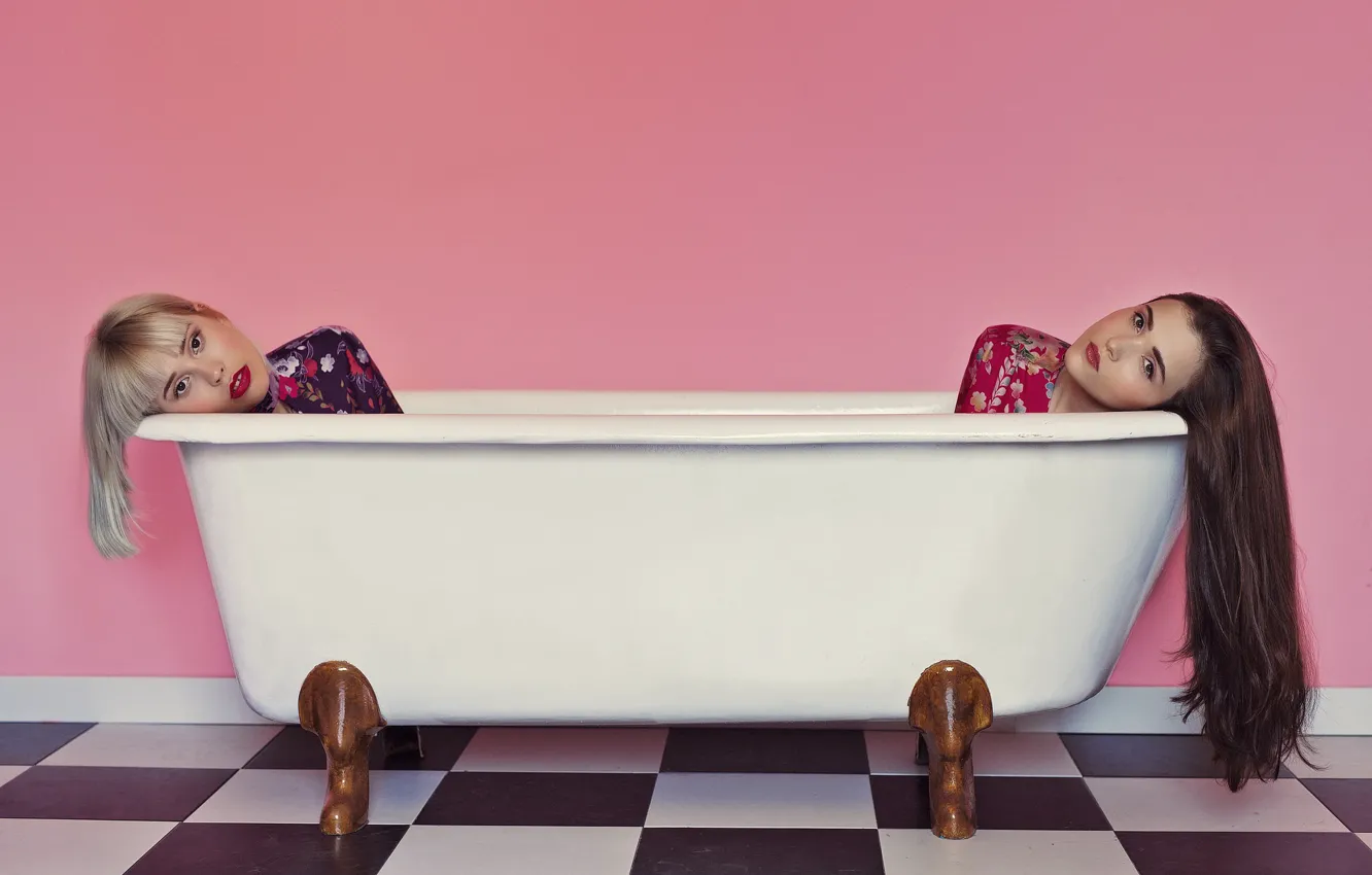 Photo wallpaper background, girls, bath