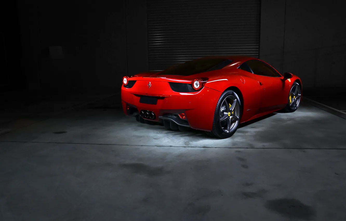 Photo wallpaper red, reflection, red, ferrari, Ferrari, 458 italia, back, Beaton