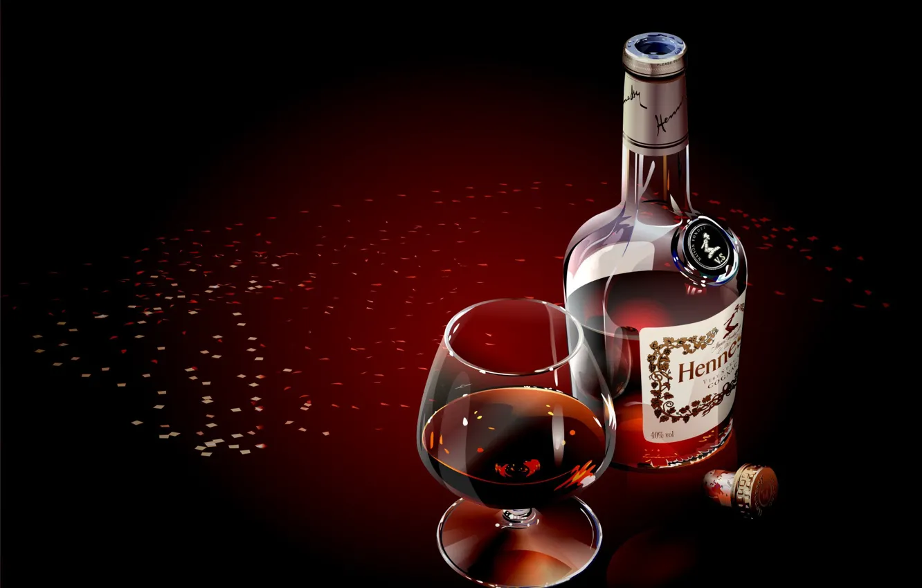 Photo wallpaper glass, bottle, vector, Cognac