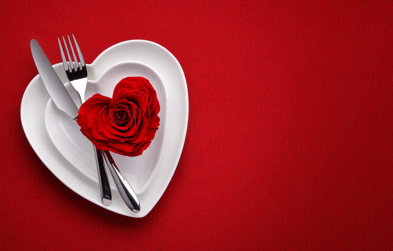 Photo wallpaper red, love, rose, heart, background, romantic, valentine's day