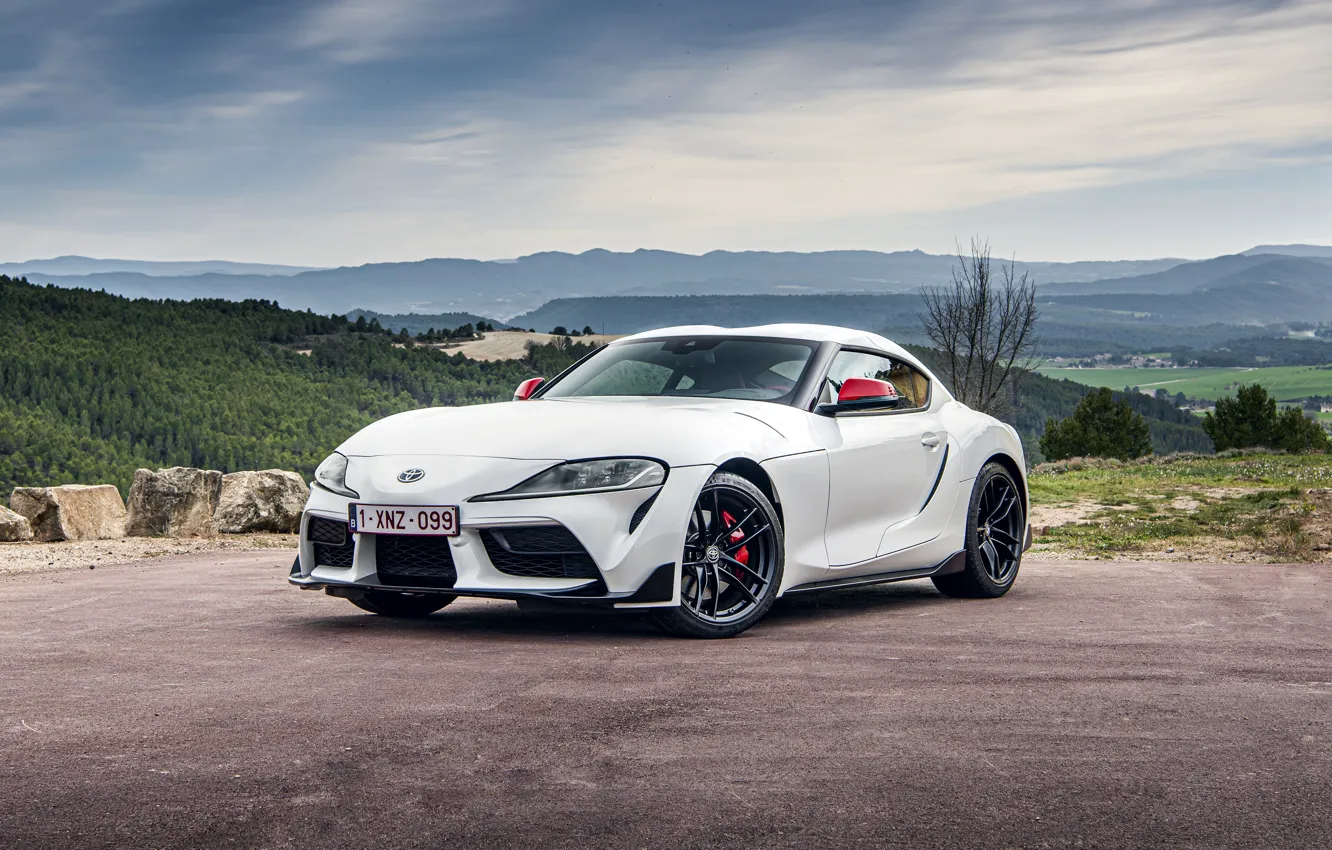 Photo wallpaper white, coupe, Toyota, Supra, the fifth generation, mk5, double, 2020