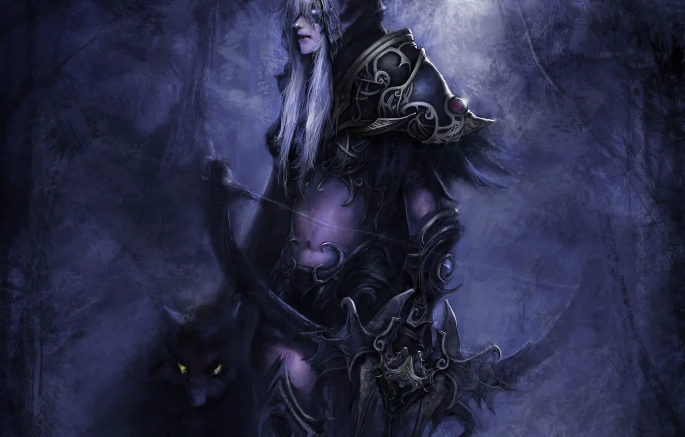 Photo wallpaper animal, armor, bow, hood, WoW, World of Warcraft, elf