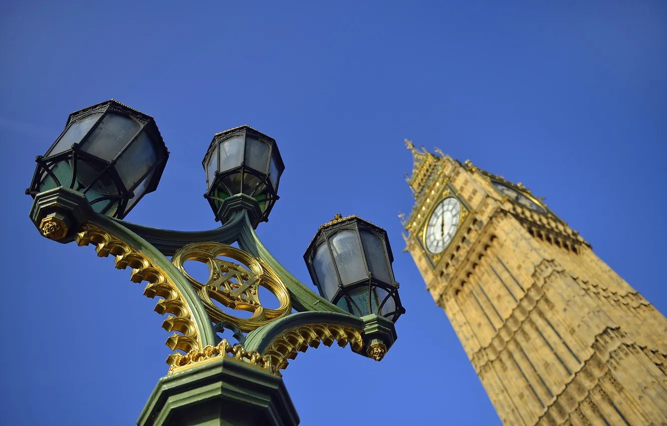 Photo wallpaper the sky, watch, England, London, tower, lights, big Ben