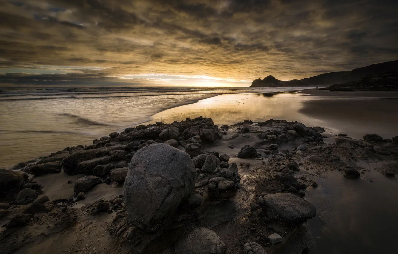 Photo wallpaper sea, landscape, night, shore