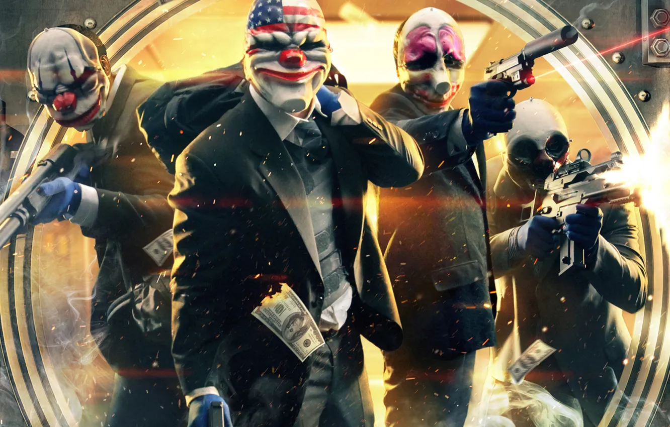 Photo wallpaper money, the bandits, dollars, the robbers, Payday 2