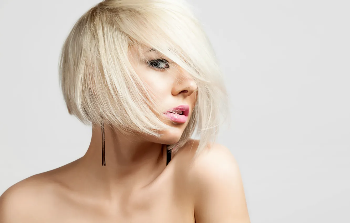 Photo wallpaper blonde, makeup, Haircut