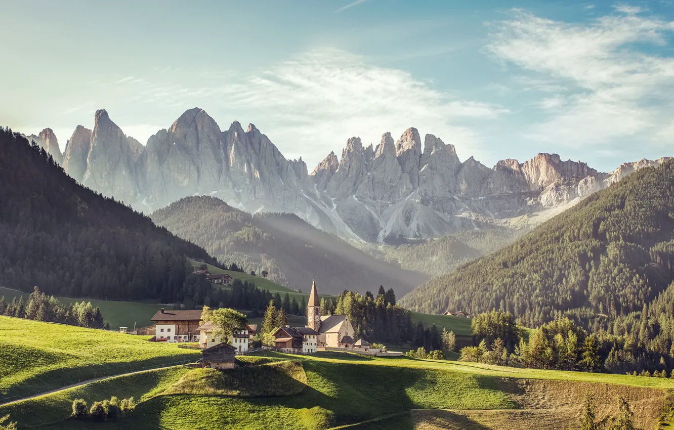 Photo wallpaper Italy, Dolomiti, Santa Maddalena