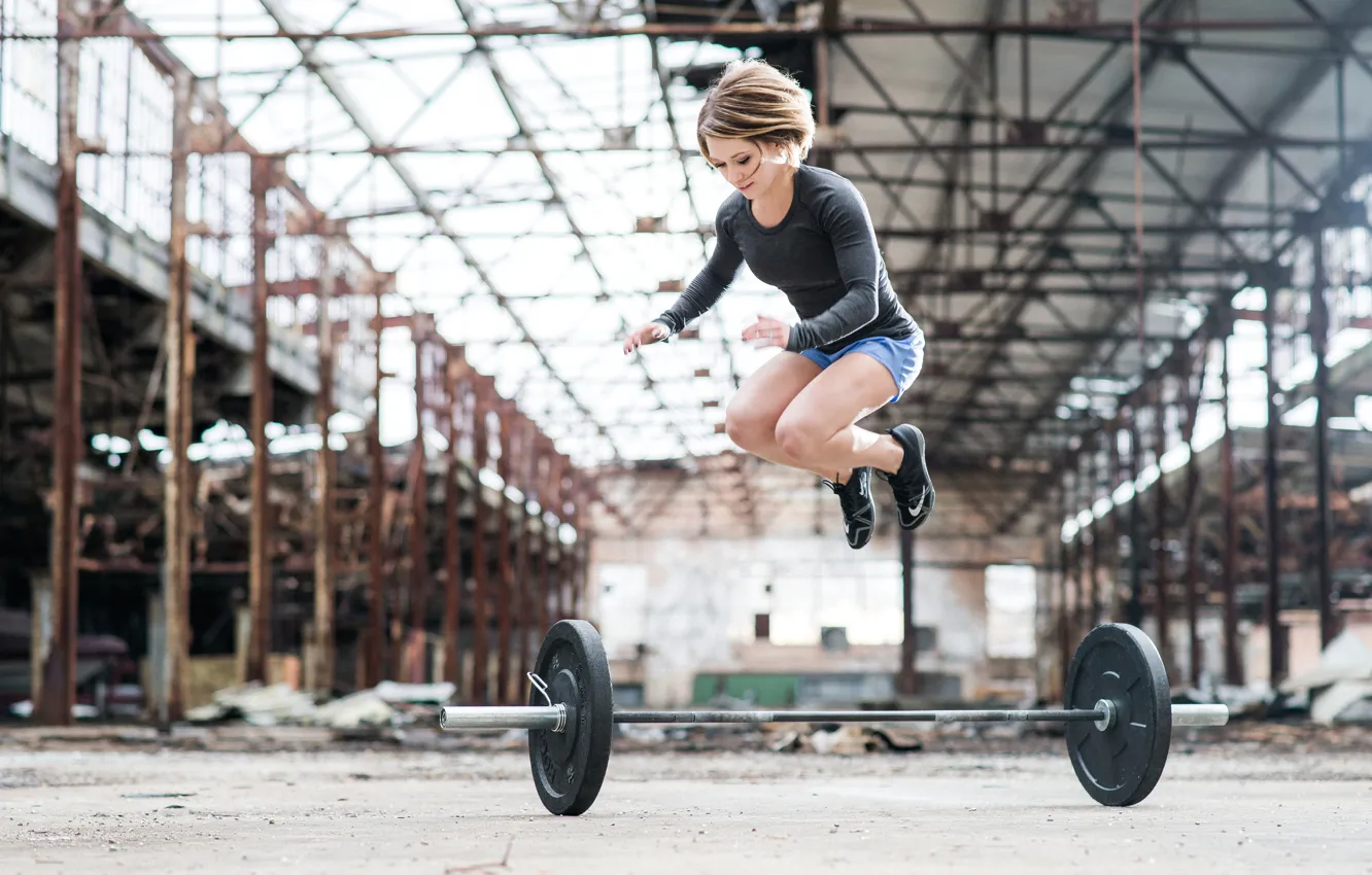 Photo wallpaper woman, jump, workout