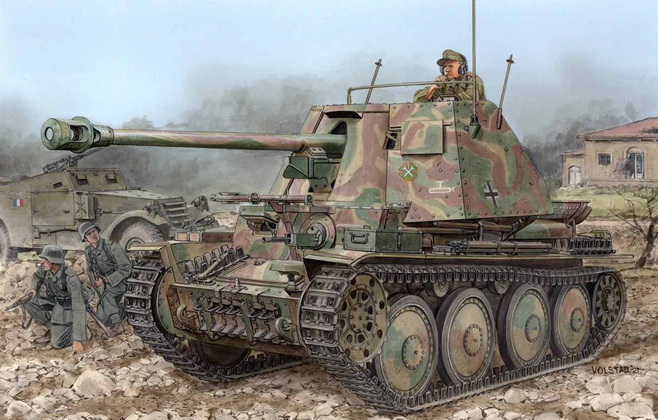 Photo wallpaper Germany, armor, SAU, Tank weapon, Marder III