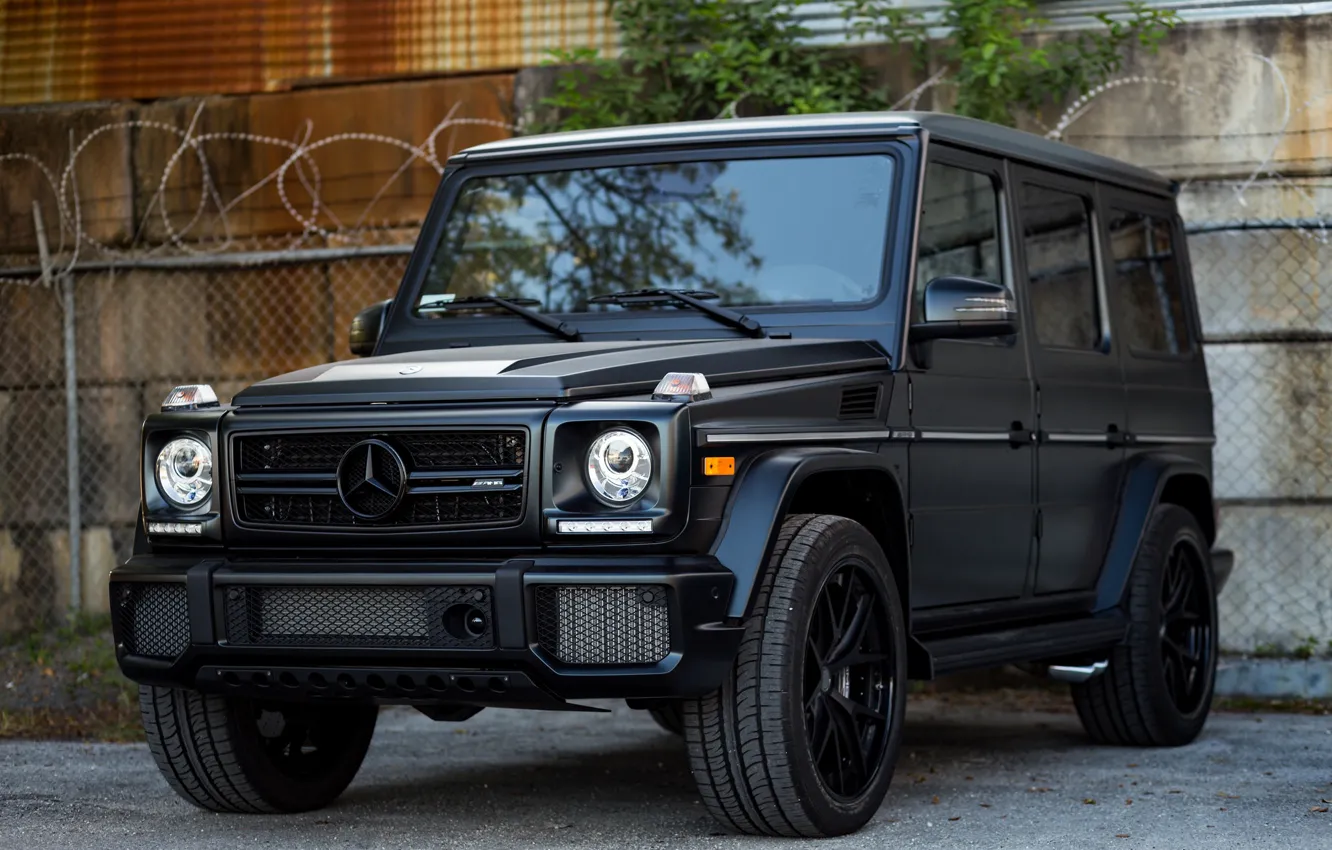 Photo wallpaper Mercedes, AMG, Black, Grid, G63, W463, Brick