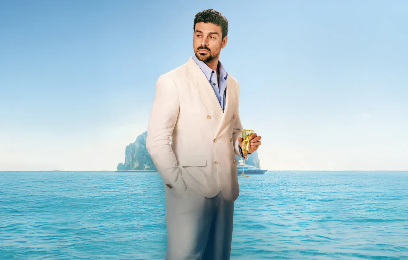 Photo wallpaper sea, the sky, background, male, detective, poster, crime, white suit