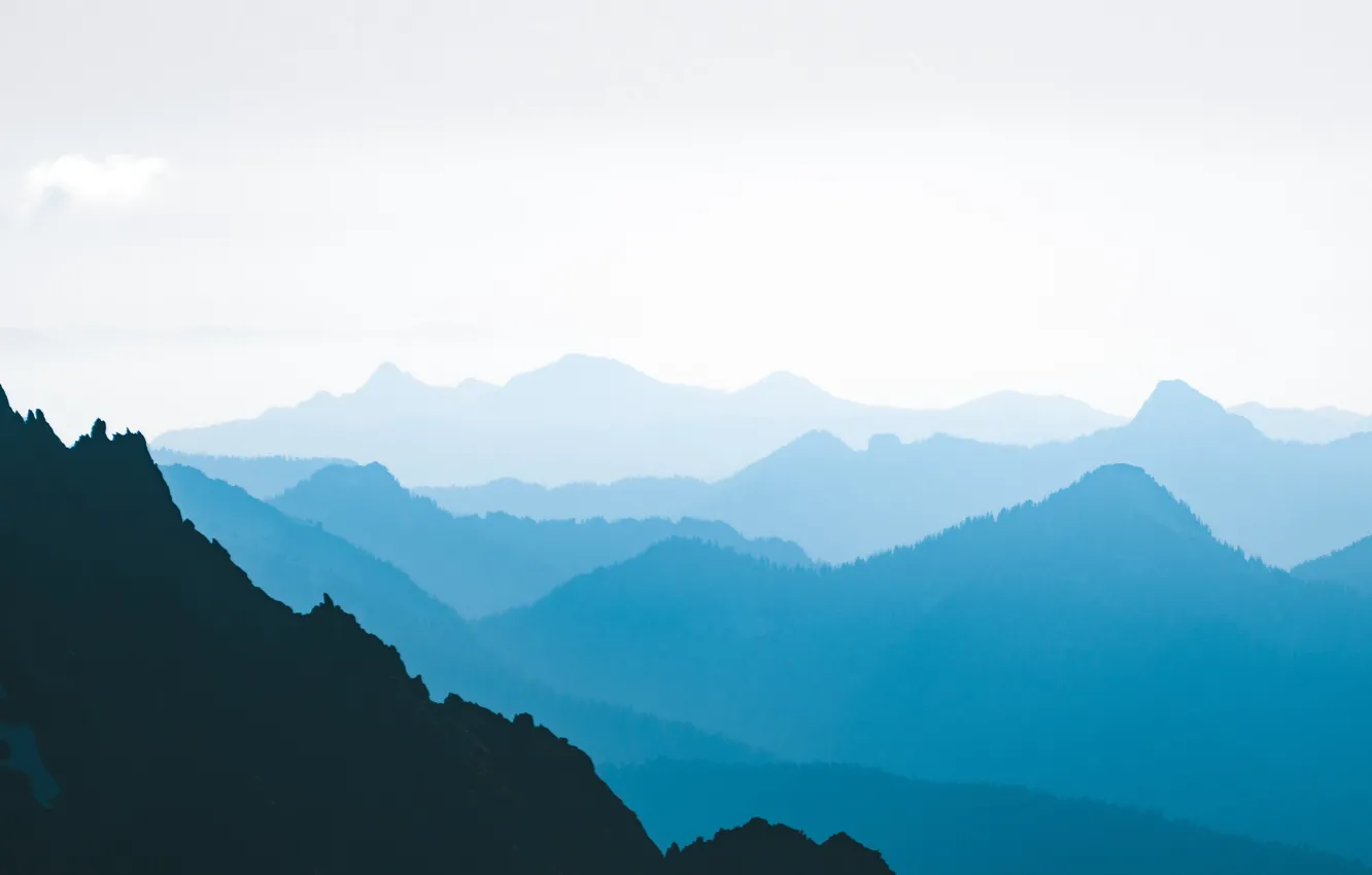 Photo wallpaper the sky, mountains, nature, fog, USA, National Park North Cascade, Blue Hills