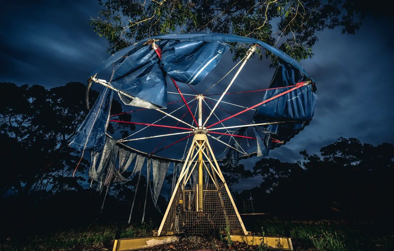 Photo wallpaper night, Park, carousel