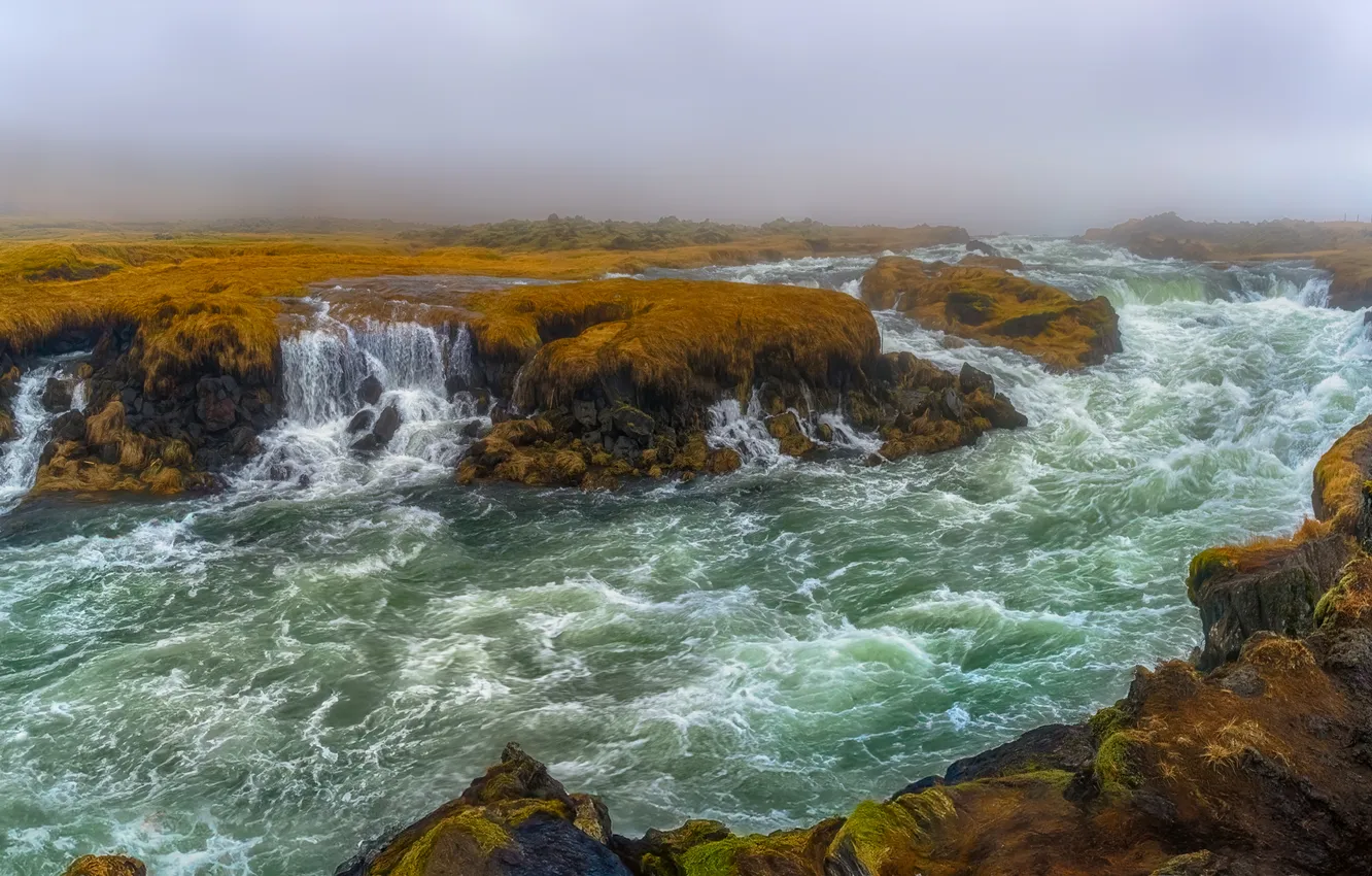 Photo wallpaper foam, river, stream, stream, haze, Shvartsman Evgeny