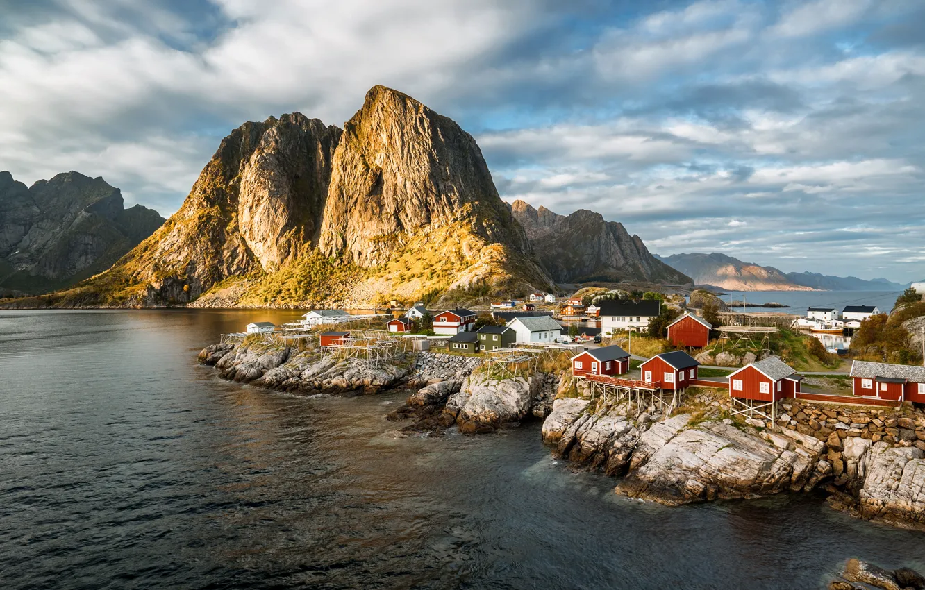 Photo wallpaper autumn, the sky, clouds, landscape, mountains, nature, stones, rocks