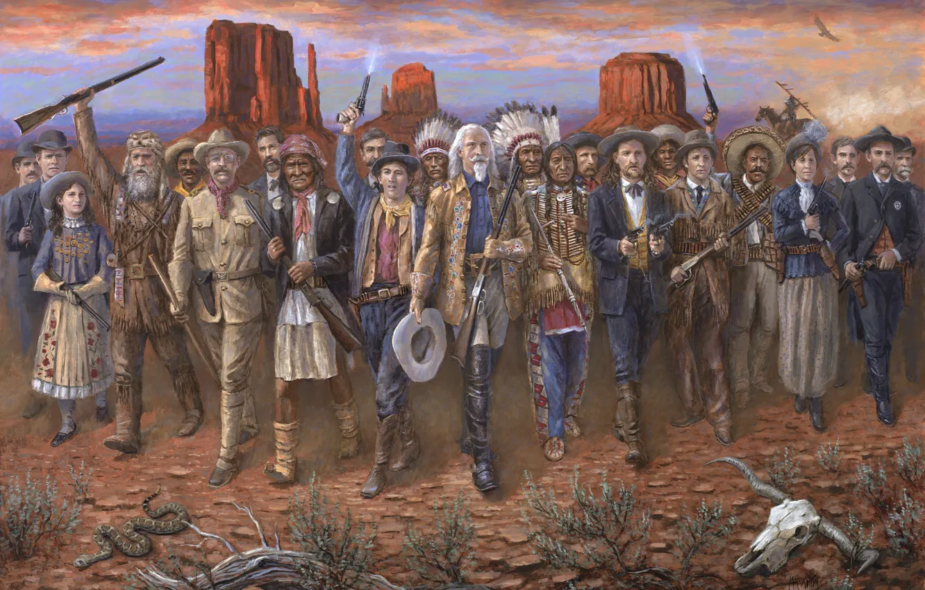 Photo wallpaper weapons, people, desert, Americans, The Indians, Wild West
