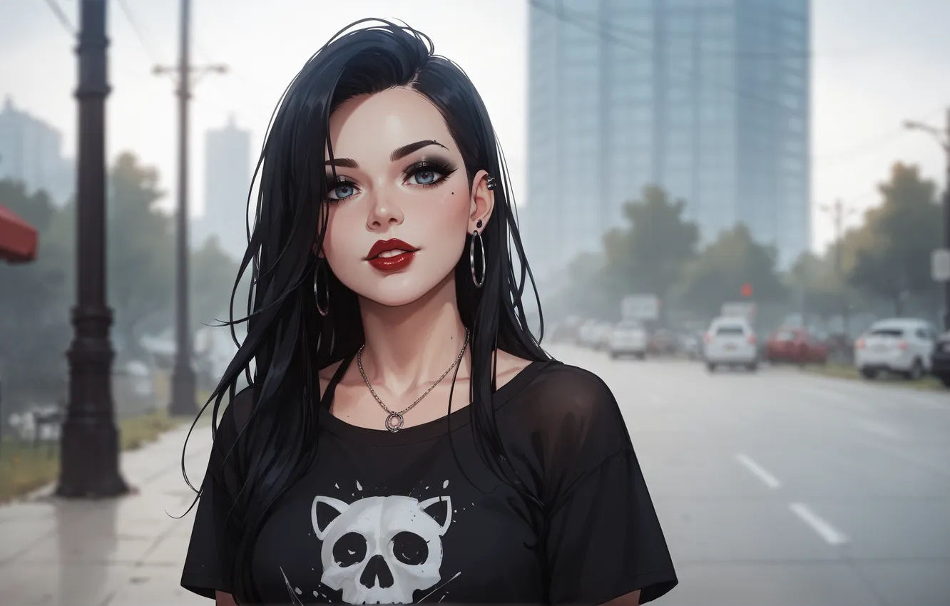 Photo wallpaper city, wallpaper, girl, anime, Gothic
