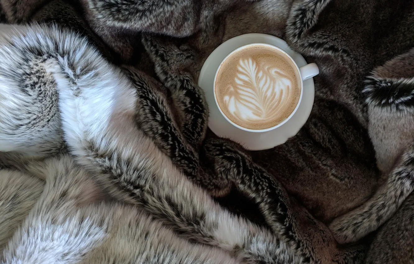 Photo wallpaper coffee, mug, plaid
